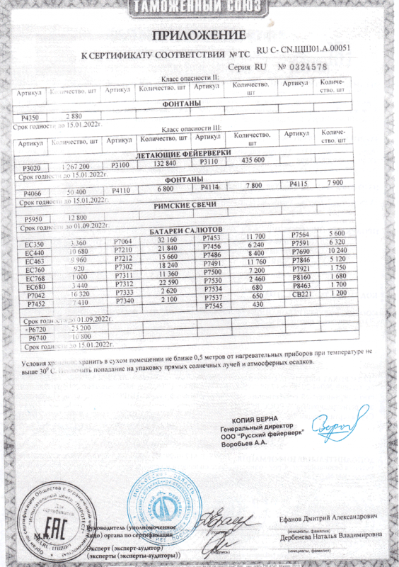 Сертификат соответствия № 0324578  - Сочи | sochi.salutsklad.ru 